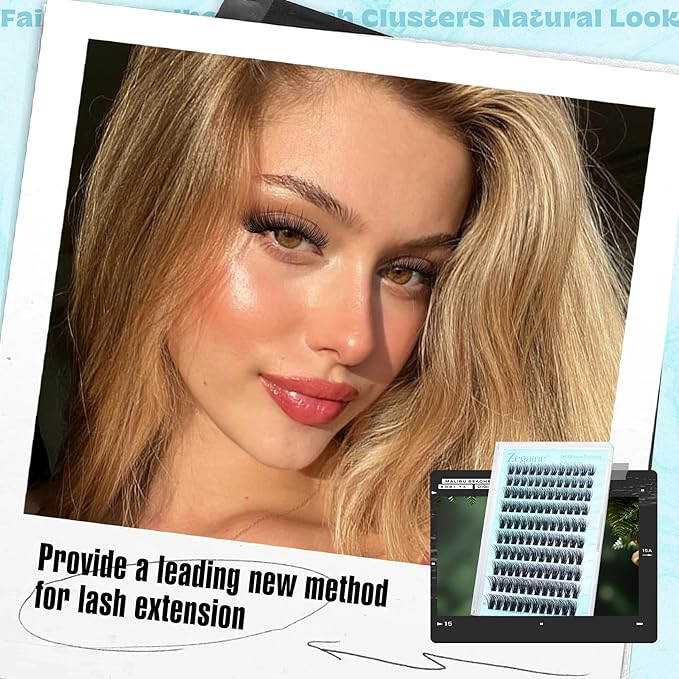 Wispy Self Adhesive Eyelashes Natural Self Adhesive Lash Clusters With Spikes D-Curly Pre Glued Lashes Reusable Glueless Lashes Salon-Level Cluster Eyelash Extensions 10-18MM by Zegaine