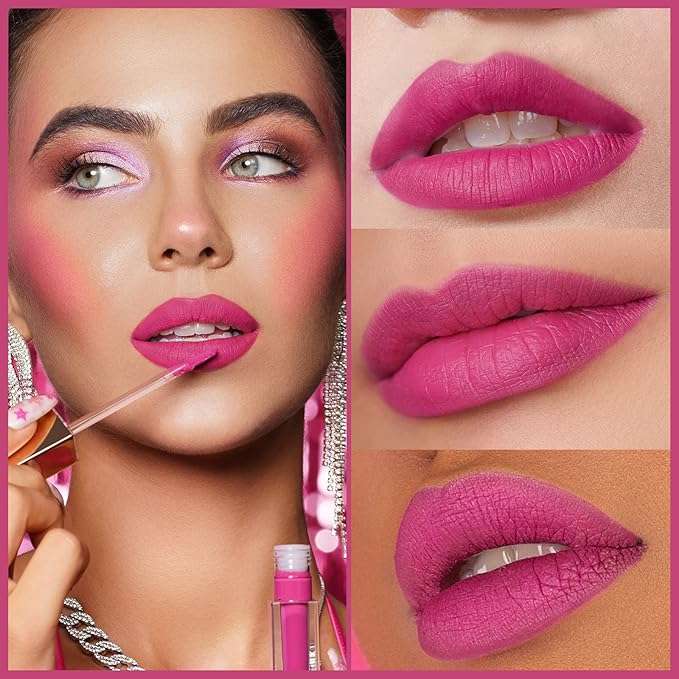 Oulac Matte Liquid Pink Lipstick for Women, Long Lasting Lipstick Waterproof Lip Stain, No Transfer, Creamy High Pigmented Formula with Rose Oil, Vegan & Cruelty-Free, Rose Pink M10