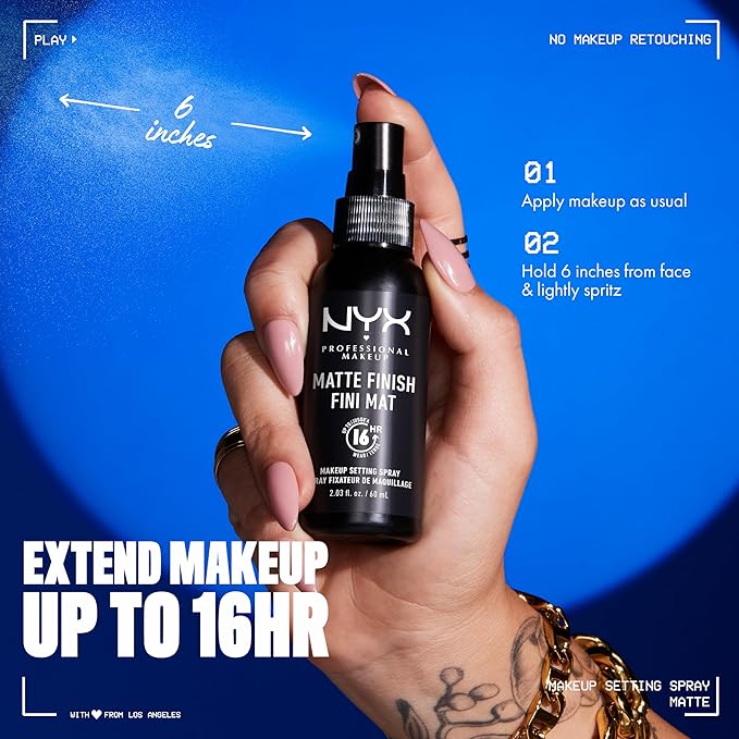 NYX PROFESSIONAL MAKEUP Makeup Setting Spray - Matte Finish, Long-Lasting Face Mist for up to 16HR Wear, Vegan Formula, JUMBO Size