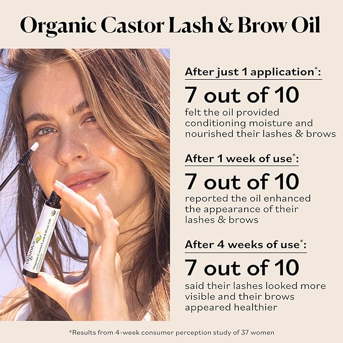 Sky Organics Organic Castor Oil (16 oz), USDA Certified Organic, 100% Pure, Cold Pressed, Hexane Free, Boost Hair Growth, Use with Castor Oil Pack (Lash & Brow Oil & Applicator)
