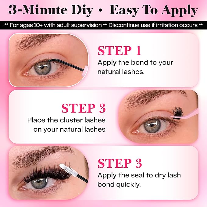 FANXITON 3D Volume Lash Clusters with Spiky 12-18mm Long Lash Extension Wispy Eyelash Clusters Fluffy DIY Eyelash Extensions for Dramatic Salon Look at Home