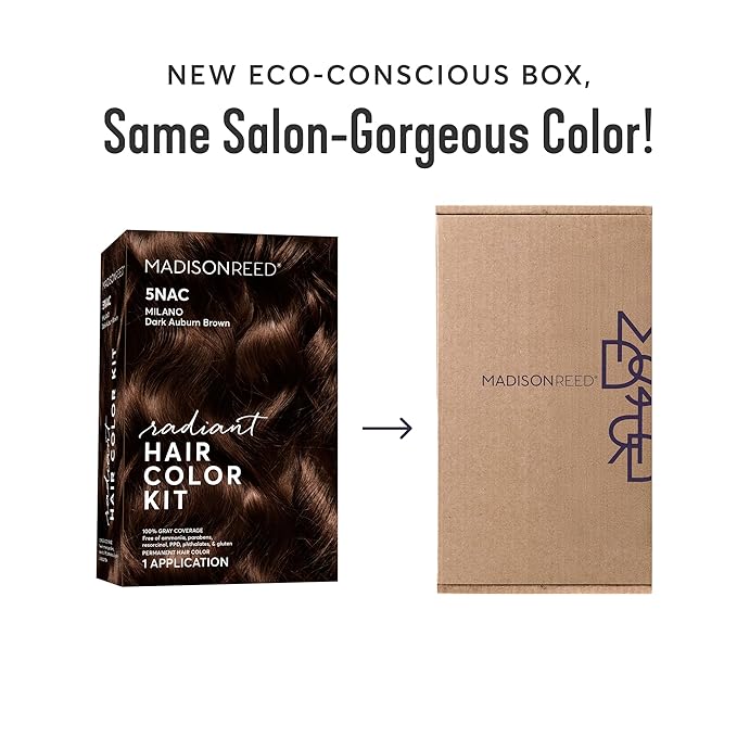 Madison Reed Radiant Hair Color Kit | 6NAC Medium Chocolate Brown with Copper-Auburn Undertones (Verona) for 100% Gray Hair Coverage | Dimensional Permanent Hair Dye | PPD & Ammonia-Free | 2 Pack