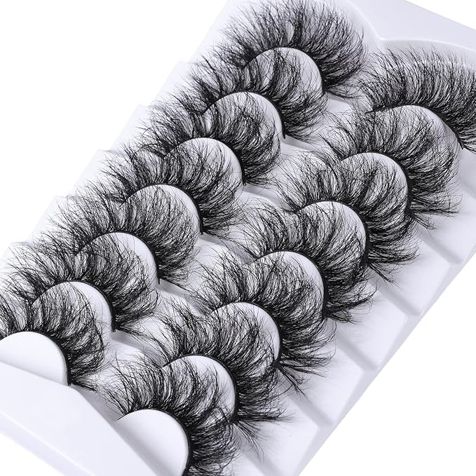 False Eyelashes Cat Eye Lashes Faux Mink Lashes Natural Look Fluffy Wispy Lashes That Look Like Extensions Pestañas Postizas D Curl Lash Strips Short Fake Lashes 7 Pairs Pack