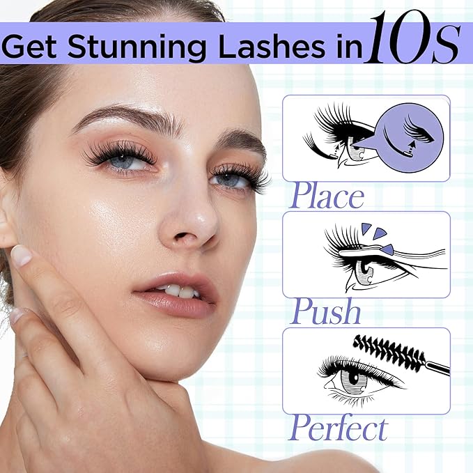 Self Adhesive Eyelashes, Winkgiggle 60pcs No Glue Needed Self Adhesive Lash Clusters, Reusable Pre-Glued Eyelashes No Remover No Residue for Beginners