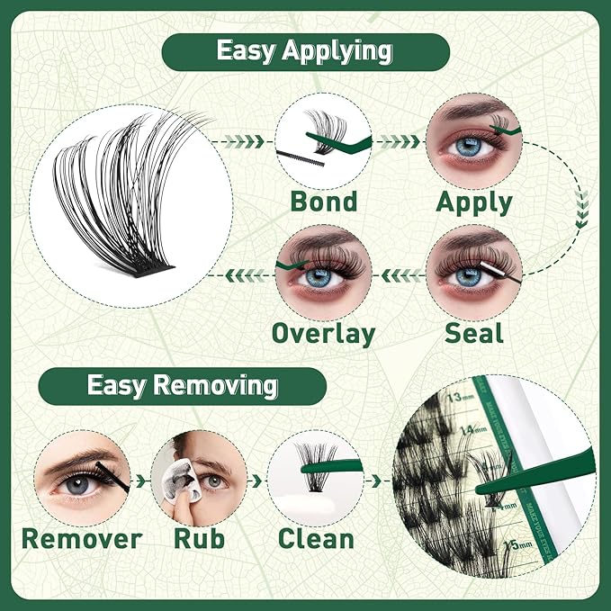 Lash Clusters 280Pcs Eyelash Clusters KEYYOU 60D D Curl 9-18MIX Clusters Lashes Thick Super Soft Wispy DIY Eyelash Extension at Home(60D-D,9-18MIX)