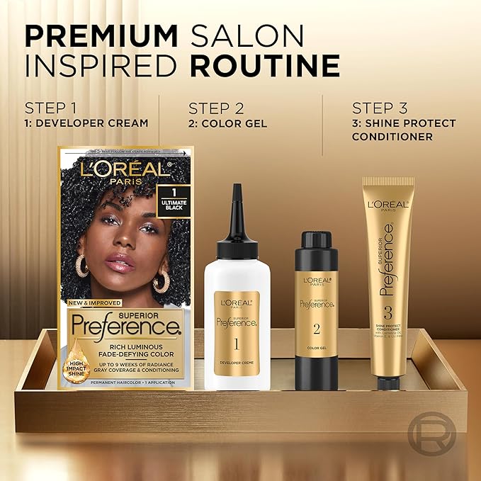 L'Oreal Paris Superior Preference Luminous Fade-Defying Permanent Hair Color, Hair Dye For Up to 9 Weeks of Radiance, Lightest Ash Blonde 9.5A, 1 Hair Dye Kit