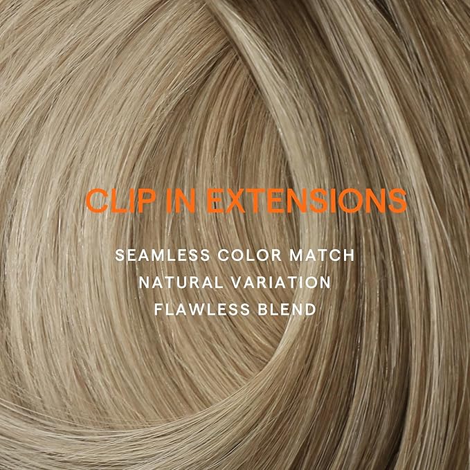 Full Shine Human Hair Extensions Blonde 14 Inch Teddy Bear Blonde Balayage Real Hair Extensions Clip in Human Hair 120 G 7 Pcs