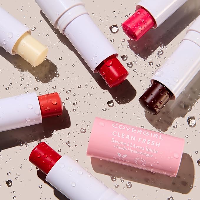 CoverGirl Clean Fresh Tinted Lip Balm, Vegan Formula, Hydrating, Natural Finish, Cherry-Ish You, 1 Count