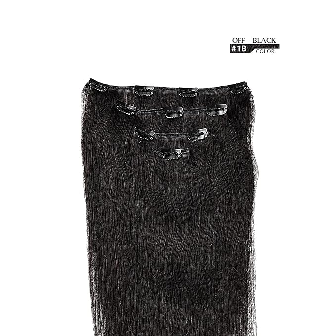 12" Clip in Hair Extensions Remy Human Hair for Women Beauty - Silky Straight Short Clip on Hair Pieces 50grams 4pieces Natural Black #1B Color