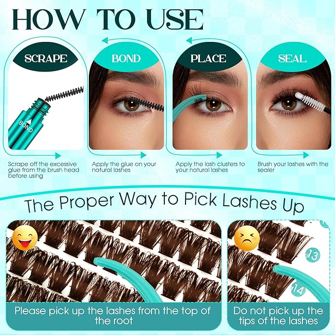 Brown Lash Clusters 280PCS Eyelash Clusters Natural Looking Individual Lash Extenison Fluffy Cluster Lashes DIY Lashes at Home by GEMERRY（200P-10-18mm-Brown)