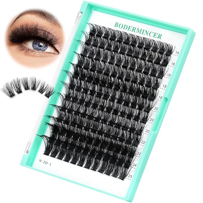 Bodermincer Lash Clusters D Curl Black/Brown/Colored Lashes 10-12-14/12-14-16/16-18-20mm Mixed Lash Clusters Kit For Beginner (M01# 14-25mm Mixed Kit)