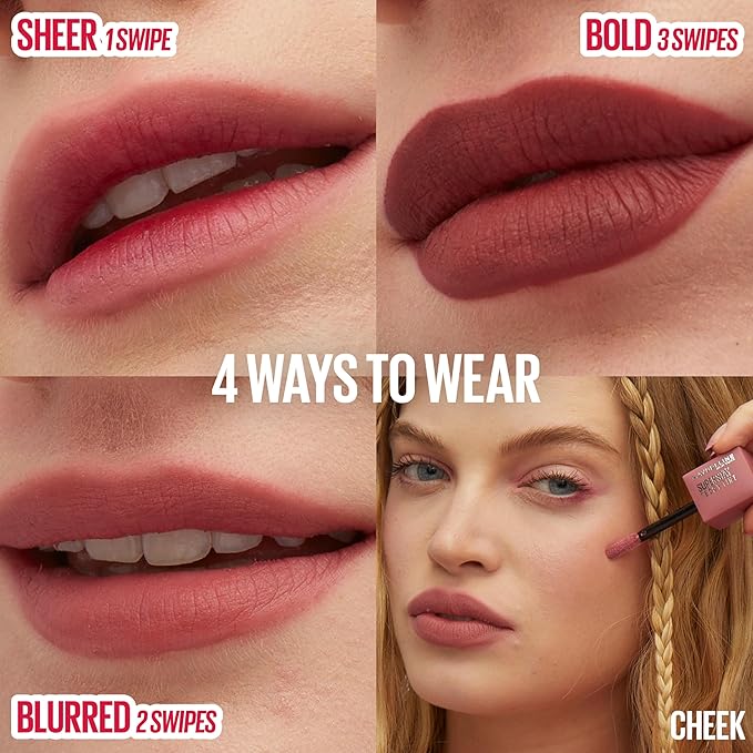 MAYBELLINE Super Stay Teddy Lip Tint, Long Lasting Matte Lipstick for Up To 12HR Wear, Velvet Choker, 1 Count