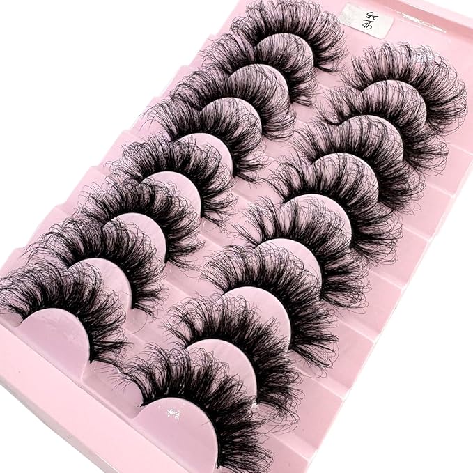 HBZGTLAD Mink Lashes Fluffy False Eyelashes 25mm Dramatic Faux Mink Eyelashes Natural Look Cat Eye Volume Eye Lashes Multipack (9D-25)