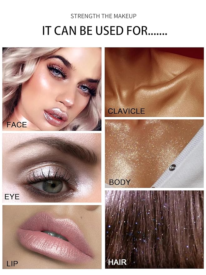 Polvo De Hadas Fairy Dust Highlight Patting Powder - Full Body Contouring and Clavicle Pearlescent Patting Powder for Face and Eye, Christmas Sparkling Body Glitter (#03 Golden Brown)