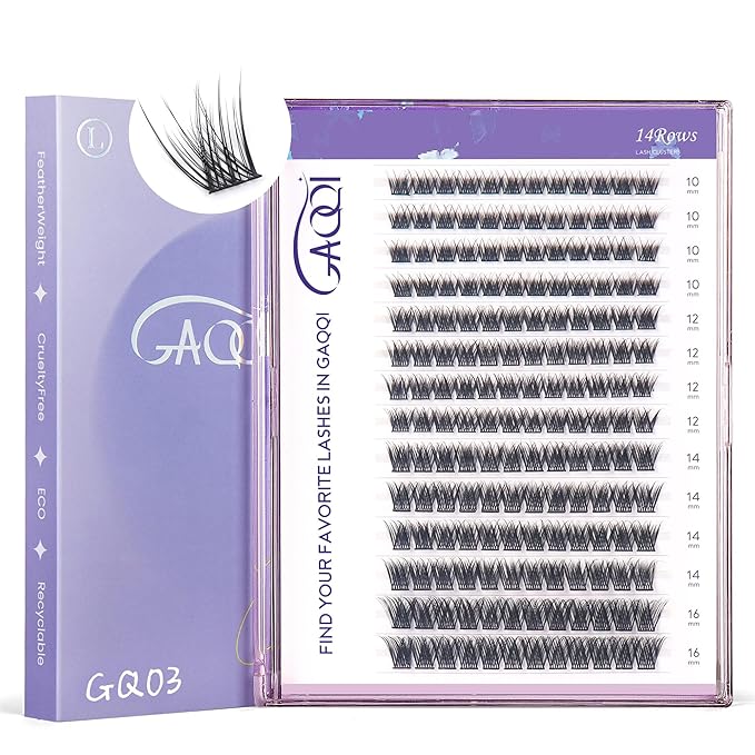 GAQQI Lash Clusters, Eyelash Clusters C Curl Cluster Lashes 168PCS 10-16MM, Wispy Individual Lashes Natural Cluster Eyelash Extensions (GQ03,10-16mm, C Curl)