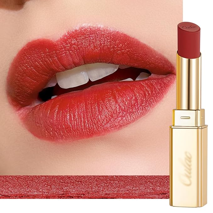Oulac Red Matte Lipsticks for Women, Silky Velvet Matte Lipstick, Soft Smooth Texture, High Impact Lip Color, Not Dry Lightweight Formula Infused with Vitamin E, Vegan&Cruelty Free RM03
