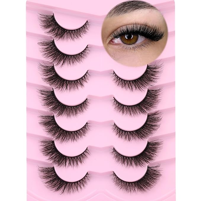 False Lashes Natural Look Faux Mink Lashes Full Fake Eyelashes 16MM Cat Eye Lashes Wispy False Eyelashes 7 Pairs by Ruairie
