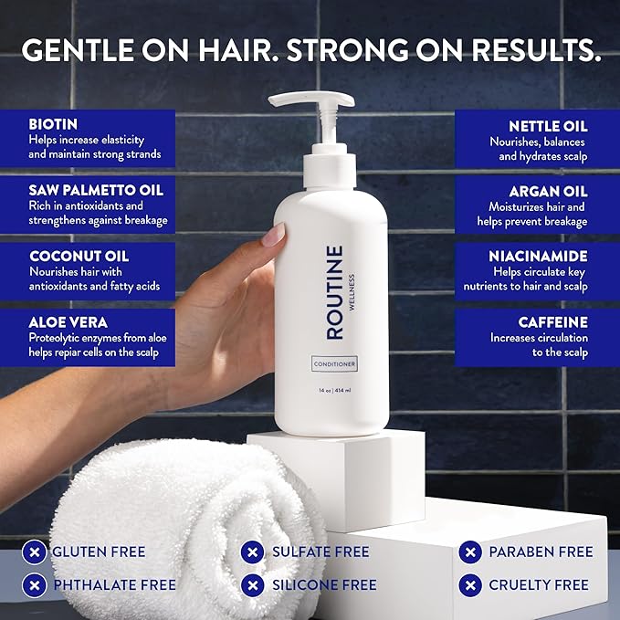 Routine Wellness Anti-Thinning Deep Conditioner for Thinning Hair - DHT Blocker for Hair Loss in Men & Women - Promotes Healthy Hair - Vanilla Cashmere & Oak 14oz