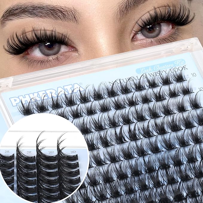 Wispy Eyelash Clusters Natural Lash Clusters 120 pcs Cluster Eyelash Extensions Wispy D Curvature Individual Lashes Reusable DIY Lash Extension Thin Lash Band