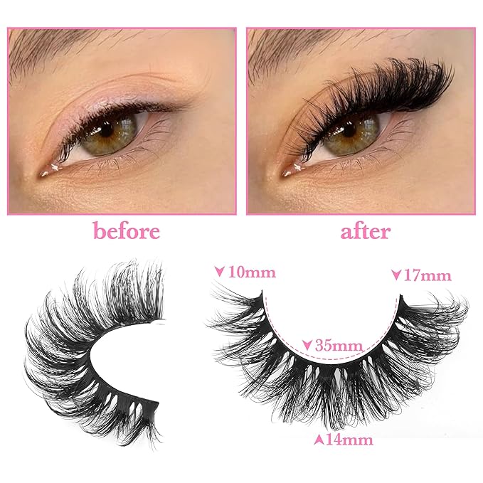 False Eyelashes Russian Strip lashes zanlufly Cat Eye Eyelashes Faux Mink Lashes D-Curly Volume Fake Lashes Look Like Extension Eyelashes Long Strip Wispy 14 Pairs Lashes