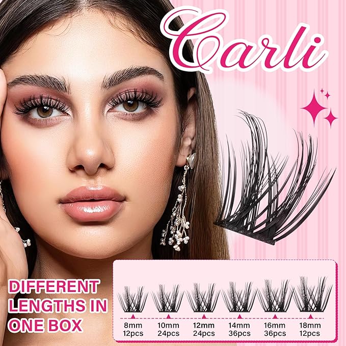 PRO LASHBEAUTY Lash Clusters, Eyelash Clusters 8-18 Mixed Cluster Eyelash Extensions Mixed Lash Extension Volume Reusable Soft & Comfortable (Caril,8-18mix)