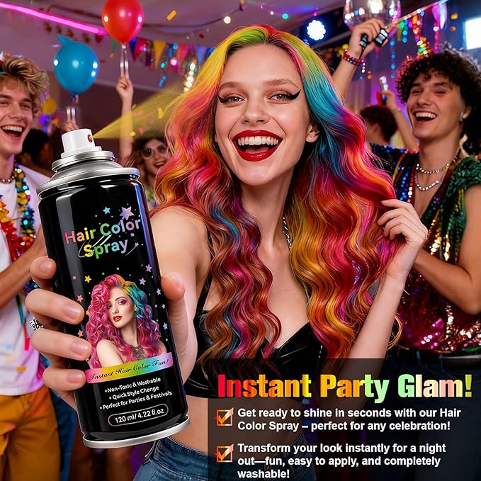Temporary Hair Spray Color for Kids Women - One-Time Use Green Hair Spray, Vegan and Cruelty-Free Semi-Permanent Hair Color Dye (4.02Oz, Gray)
