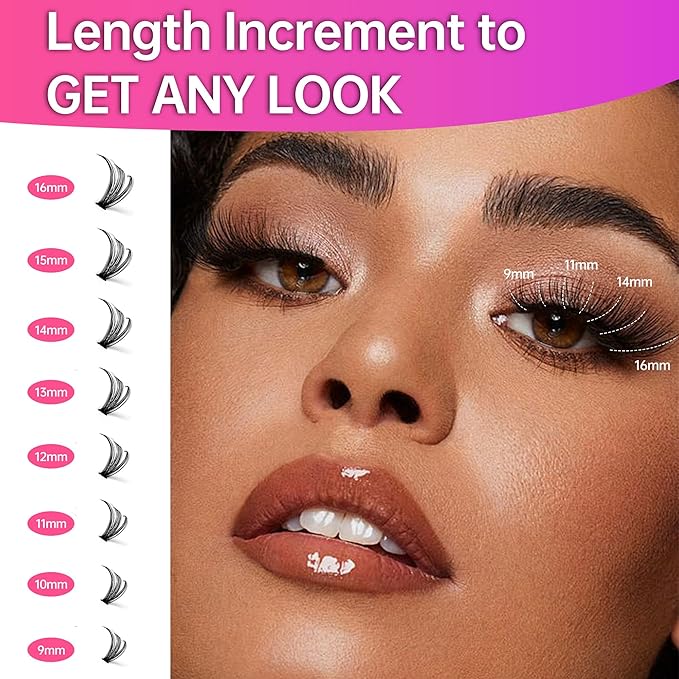 Lash Extension Refills, 320pcs DIY Eyelash Extension 9-16mm Mix, 40D Curl Individual Lash Clusters