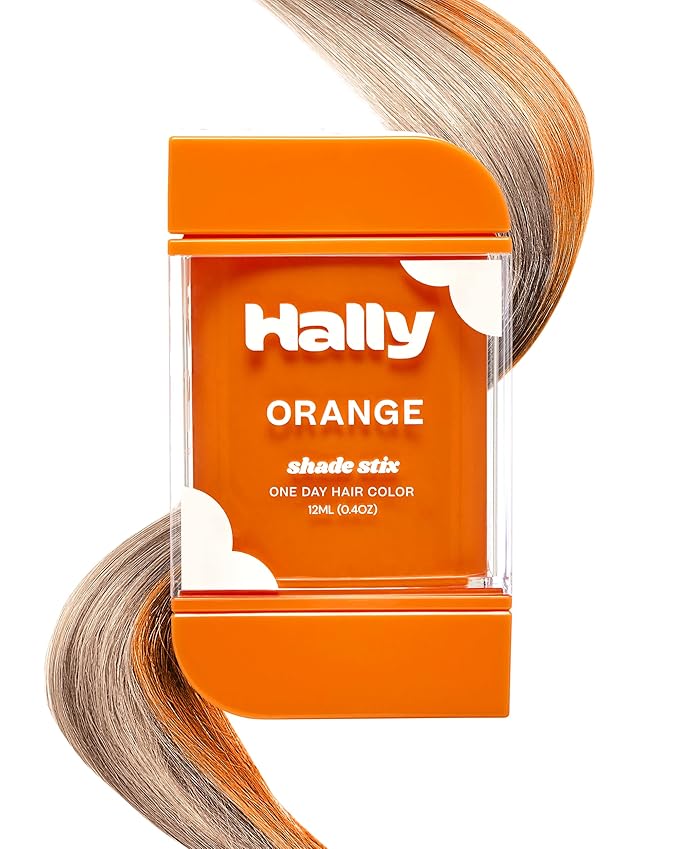 Hally Hair Temporary Hair Color, Shade Stix (Orange) - Hair Makeup Accessories for Kids, Teens & Adults - 12 ml Washable Hair Chalk & Dye for Festivals, Sporting Events & Parties