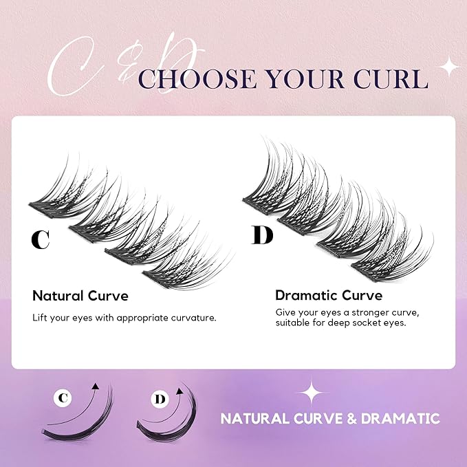 GAQQI Lash Clusters, GQ03 False Eyelashes DIY Lash Extensions D Curl 168PCS Cluster Lashes 12MM, Wispy and Natural Look (GQ03,12mm,D Curl)