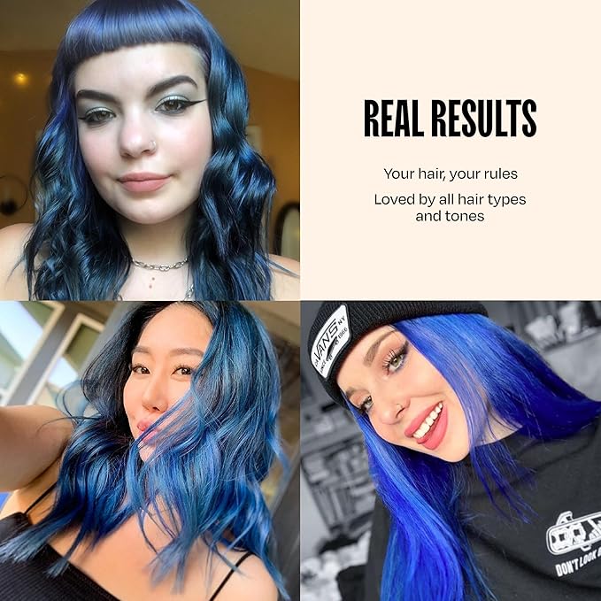 Overtone Semi Permanent Hair Color Conditioner, Extreme Blue is Cosmic Cobalt, 8 oz, Nourishing, Damage-Free, Color Depositing Mask for All Hair Types with Shea Butter & Coconut Oil, Vegan