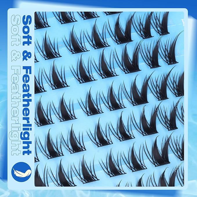 Fox Eye Lash Clusters Spiky Individual Lash Extensions L-Curly Fairy Cluster Eyelash Extensions Anime Wispy Individual Eyelashes Left & Right Cat Eye Cluster Lashes Manga Lash Extension Easy to Apply