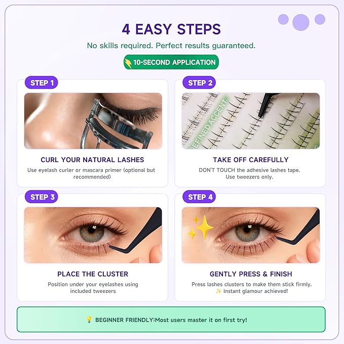 3-Style Self-Adhesive Lower Lash Clusters - 88 Pieces No Glue Needed Bottom Eyelashes Pre-Glued Natural Volume Under Eye Extensions DIY Kit