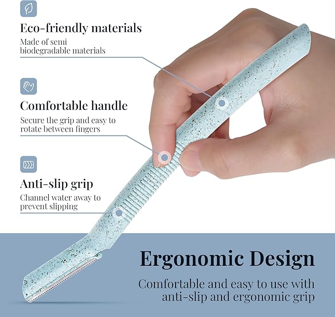 ENNVA 3pcs Dermaplane Facial Hair Removal Razor for Women - Anti-Cutting Protective Blades, Ergonomic Handle, Hygienic Disposable Blades