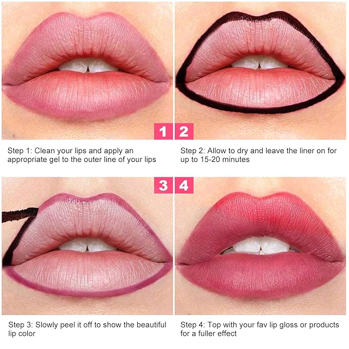Lip Stain Peel Off - Long Wear Tattoo Lip Liner, Waterproof & Transfer-proof Peel Off Lip Stain with Matte Finish, Lip Tint For All Skin Types (Violet, 1 Count(Pack of 1))