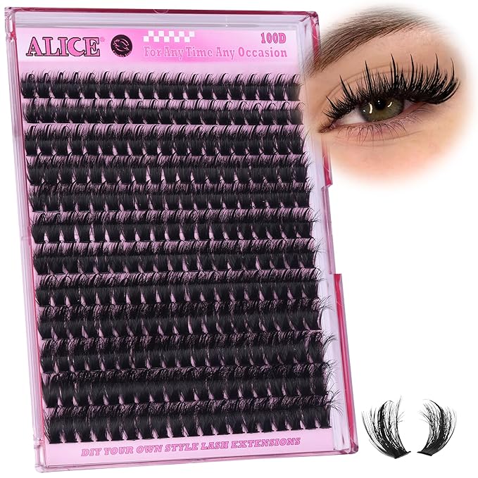 ALICE Lash Clusters Eyelash Clusters - Wispy Volume Eyelash Extensions with Spikes - 228pcs 10-18mm 100D Waterproof Individual Lashes for Dramatic Look and Customizable Styles