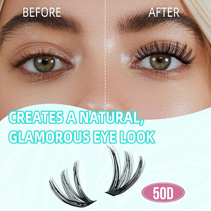 Lash Extension Kit 280PCS Eyelash Clusters 50D DIY Eyelash Extension Kit Individual Lashes Natural Lash Clusters Kit with Lash Bond and Remover, Lash Tweezers(D-Mix9-16mm Kit)