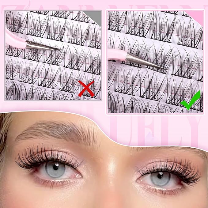 Lash CLusters Wispy Eyelash Clusters Natural Lash Extensions C-Curly zanlufly Individual Lashes DIY Eyelash Extensions at Home Mix Length Cluster Lashes (180Pcs,8-16MM)