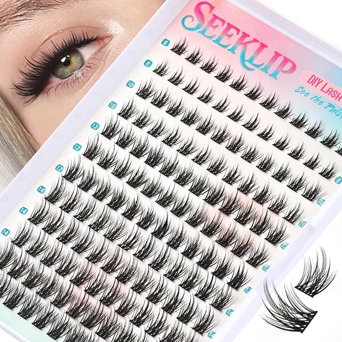 Lash Clusters Anime Spiky Eyelash Extensions Triple Spikes Doll Manga Lash Clusters 8-16MM C Curl 144Pcs Cosplay Doe Eyed Individual Lashes for DIY at Home (Lavender)