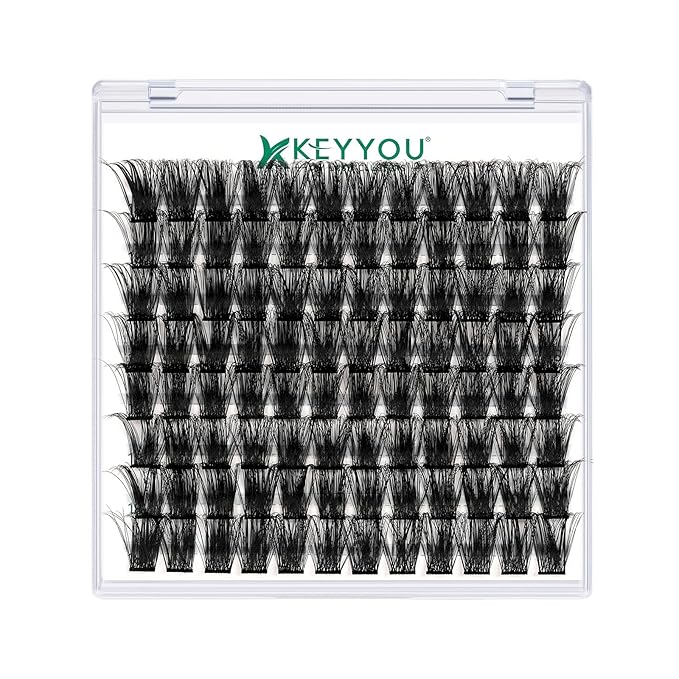 Lash Clusters,96 Pcs Cluster Lashes D Curl 18mm DIY Lash Extensions Eyelash Clusters,KEYYOU Volume Wispy Individual Lashes Soft&Comfortable Easy DIY at Home(Y05,D-18mm)