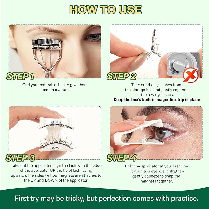KEYYOU Reusable Magnetic Eyelashes 2 Pair with Applicator No Glue Needed 3D Natural Magnetic Lashes, Easy to Apply & Long Lasting for Daily Use & Events(A05+A05)