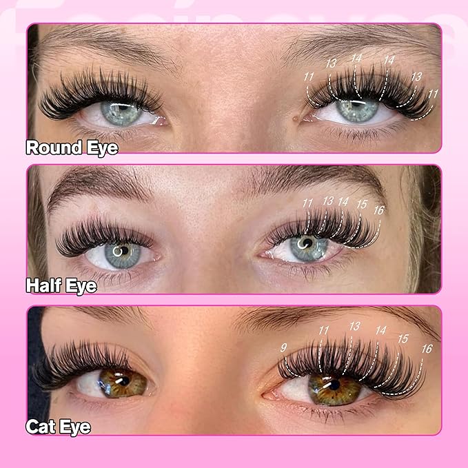 Focipeysa Fluffy 360pcs Lash Clusters 30P+40P+50P DIY Lash Extension Volume Thick Clusters Lashes D Curl Eyelash Extension 9-16mm Individual Lash for Self Application at Home