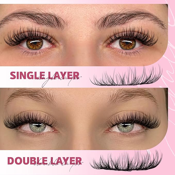 Wispy Lash Clusters Kit Natural Fairy Eyelash Clusters 8-16MM C Curly DIY Lash Extension Kit with Lash Bond and Seal and Tweezers Thin Band Fluffy Individual Lashes Clusters 192Pcs Pack by JIMIRE