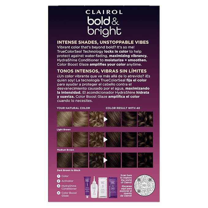 Clairol Bold & Bright Permanent Hair Dye, 40 Cafecito Hair Color, Pack of 1