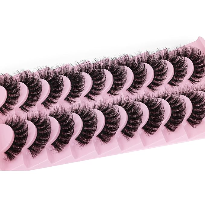 False Eyelashes Wispy Mink Lashes 18mm Strip Lashes Natural Look Fake Eyelashes Curly Soft Cat Eye Lash Pack 10 Pairs by EYDEVRO