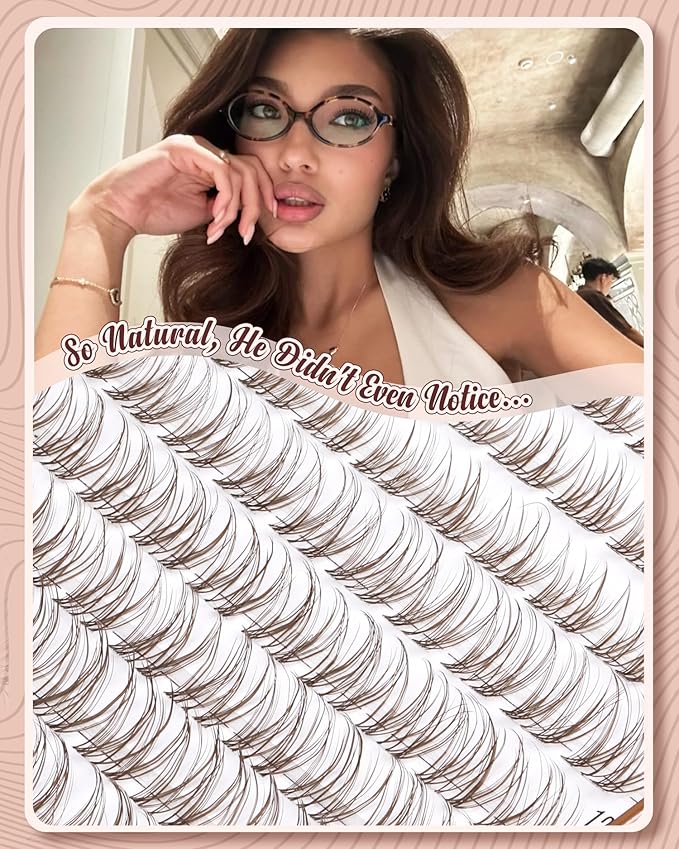 Natural Lash Clusters Brown Eyelash Cluster Clear Band Individual Lashes Wispy Cluster Eyelash Extensions Dark Brown Lashes Extensions DIY Lash Pack by Mavphnee (120Pcs, 8-16MM, CC-Curly)