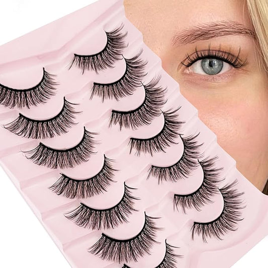Natural Look Lashes Yasnai Wispy Cat Eye Lashes False Eyelashes Lashes Fake Lashes Eyelashes 7 Pairs Pack