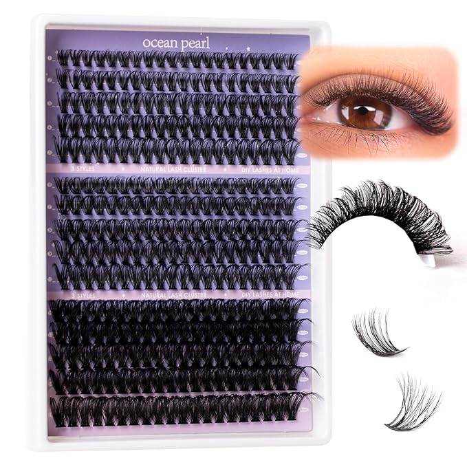 Ocean Pearl Lash Clusters 320pcs 11-20mm Lash Clusters Kit 40D+50D+100D Eyelashes, Lash Extension Kit, Lashes Clusters Eyelash Extensions Kit,Eyelash Clusters with Lash Bond&Seal&Lash Remover&Tweezers