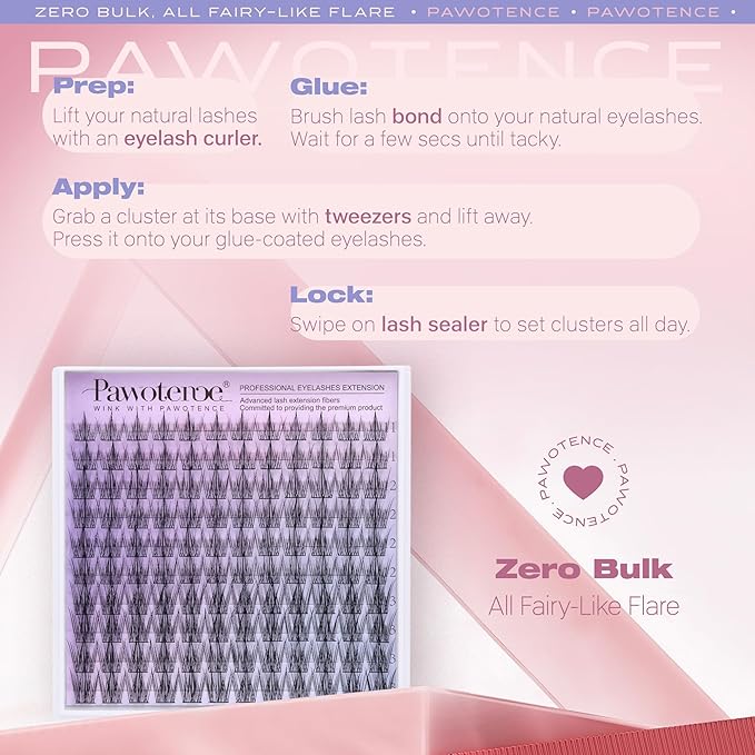 Pawotence Natural Lash Clusters Wispy Eyelash Clusters 120pcs Fairy Lashes Cluster Eyelash Extensions Individual Cluster Lashes for DIY Lash Extension