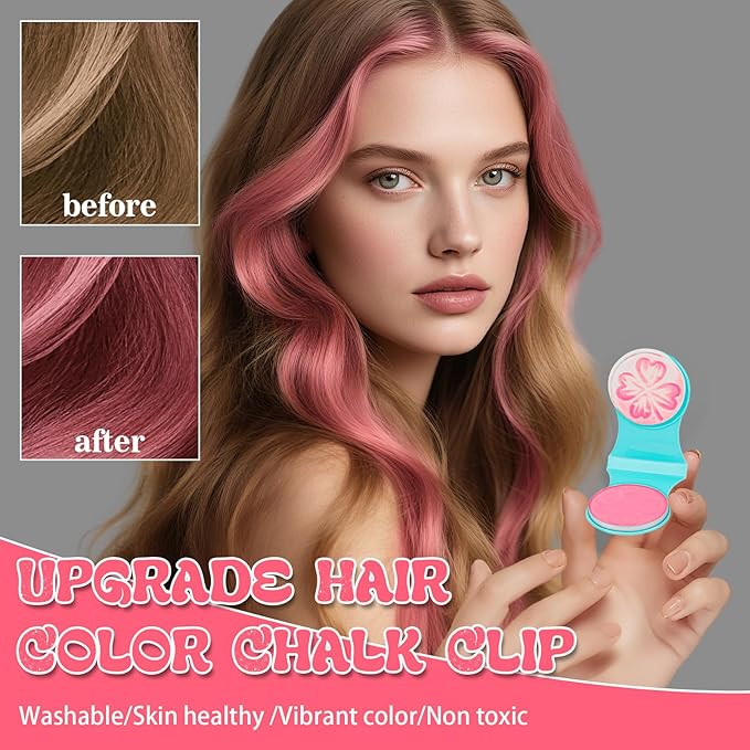 Temporary Hair Chalk for Girls 12 Color,Washable Hair Dye For Girl Kids Adults Glow in UV Light Neon Hair Color Makeup for Halloween Cosplay,Birthday Christmas Gift for Girls Age 5-12 Years Old