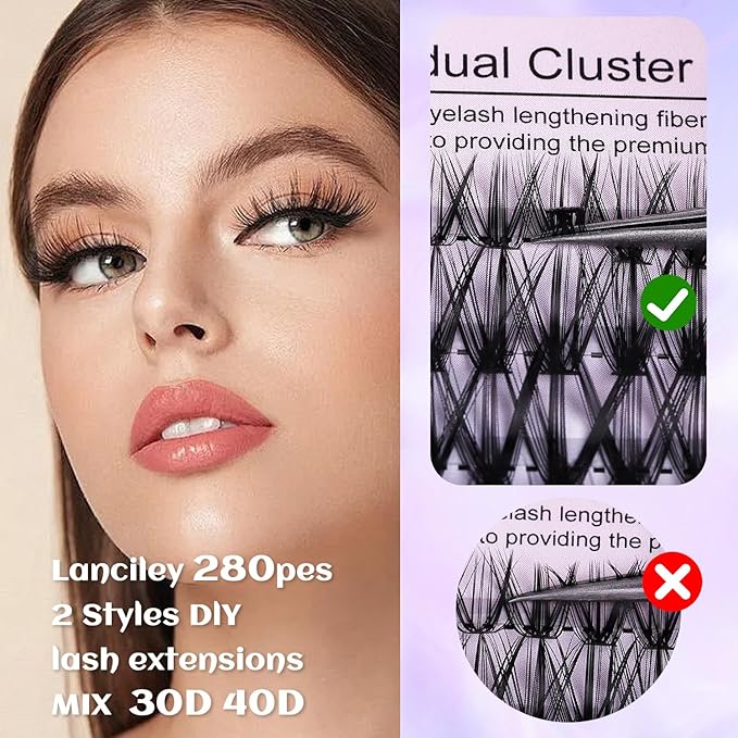 lash clusters Natural Lash Clusters Wispy Cluster Eyelash Extensions C-Curly Individual Lashes Natural Look DIY Lash Extension Wispy Eyelash Clusters Wide-Span Band 9-16MM (DD16-MIX01(30P+40P))